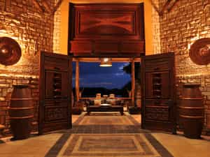 The hotel's beautiful entrance overlooking the Zambezi