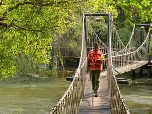 Crossing from One Island to the other across our swing bridge