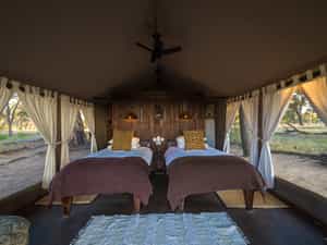 Davison's Camp guest tents overlook a waterhole