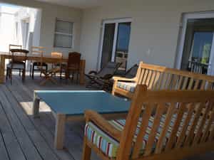 Wooden patio wirh view over the ocean