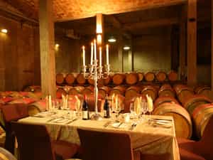 A optional dinner location is in the cellar, available throughout the year except during harvesting time. 