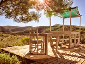 Each chalet has a wood deck with breathtaking views