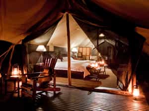 Looking into the Tented bedroom from the deck