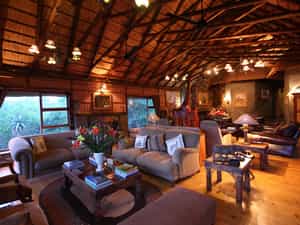 The cosy lounge at the main lodge.