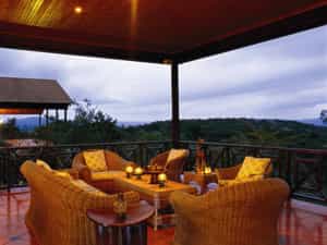 Sundowner drinks at one of the Veranda's of Pakamisa Lodge