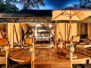 Sixteen spacious and luxurious tents line the bank of Sand River