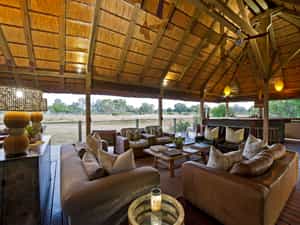 Camp lounge with a view of the waterhole