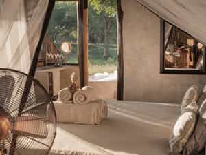 electric fans, lights and charging - but still the bush!