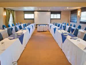 Conference facilities are available for up to 50 delegates schoolroom style or 90 delegates in cinema-style seating, with standard conference equipment.