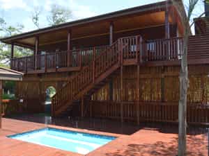 Log cabin with private splash pool