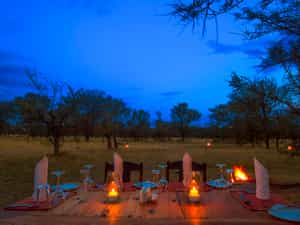 Private bush dinner can be arranged for the family, honeymooners or a group of friends.