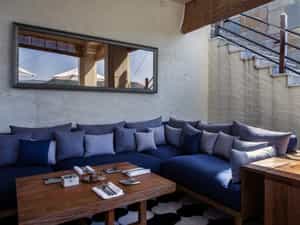 New mango wood Lounge furniture and Mirrors reflecting Aravalli Moutains introduced at Bar deck