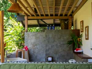 Some of the bathrooms are semi-outdoors with beautiful views of the forest and ocean outside. Very private as well.