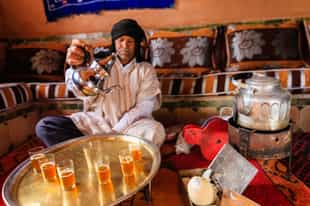 Drink mint tea in a Berber house in the Atlas Mountains