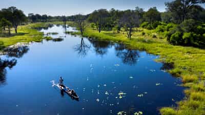 Glide along the water on a Mokoro Safari in Khwai