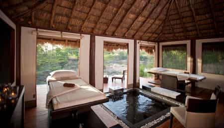 The Ngerende Spa is a luxurious facility built in a similar design to a traditional Masai thatch hut to reflect the soul of Africa