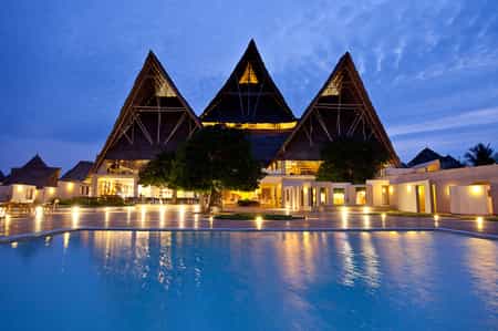 View of Main Building from the swimming pool.