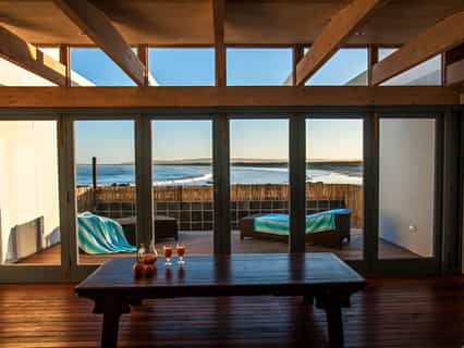 The common area has a splash pool with stunning views on the Eastern Bay