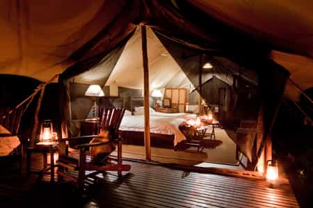 Looking into the Tented bedroom from the deck